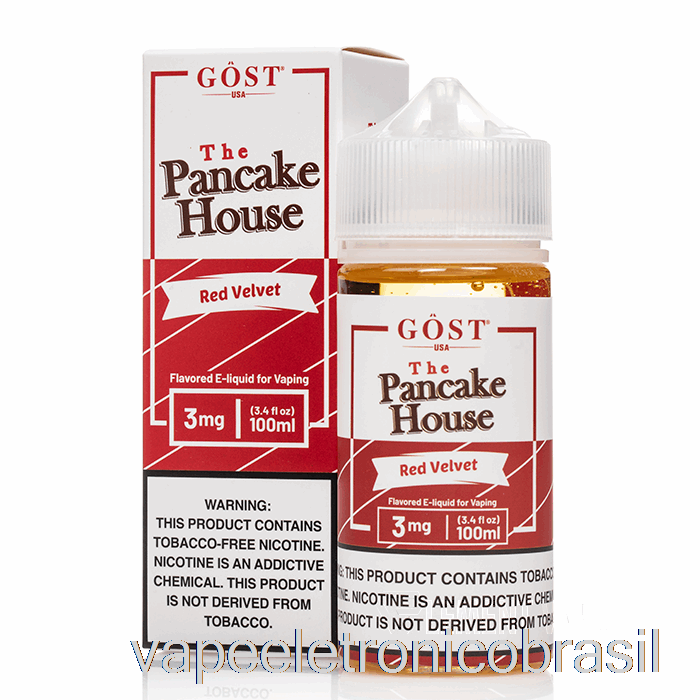 Vape Recarregável Red Velvet - The Pancake House - Gosto Vapor - 100ml 3mg